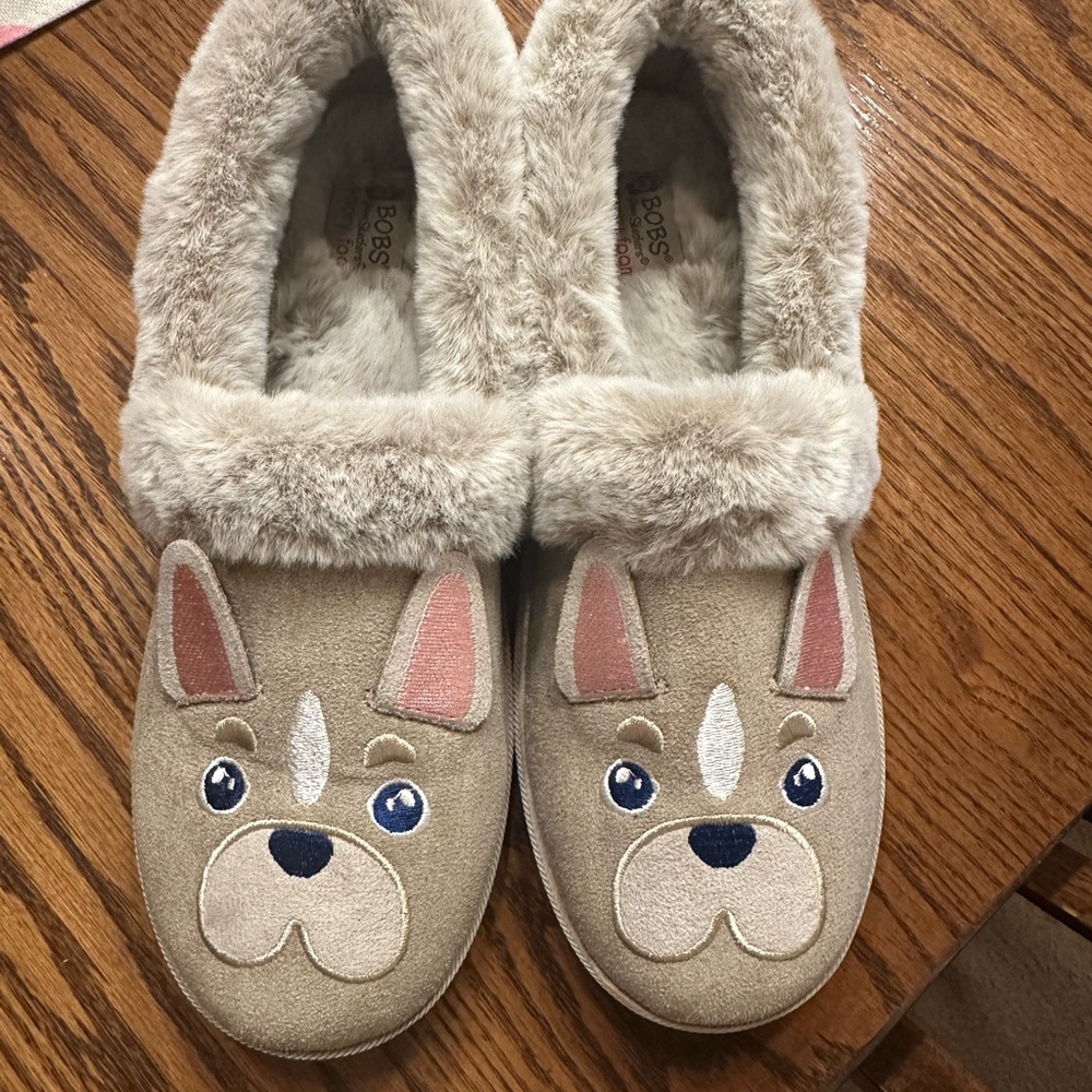 BOBS Dog Face Slippers with Faux Fur
